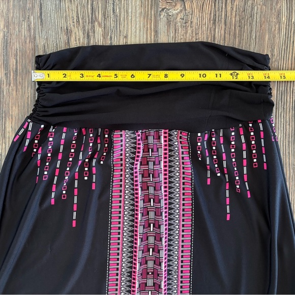 B Design Maxi Skirt Size XL Geometric Black Pink White Wide Waistband - Picture 4 of 11